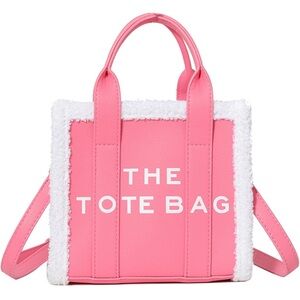 Mini Leather Tote Bag with Zipper Trendy Shoulder Crossbody Handbag